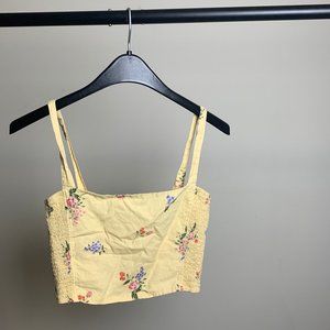yellow and flower short crop top